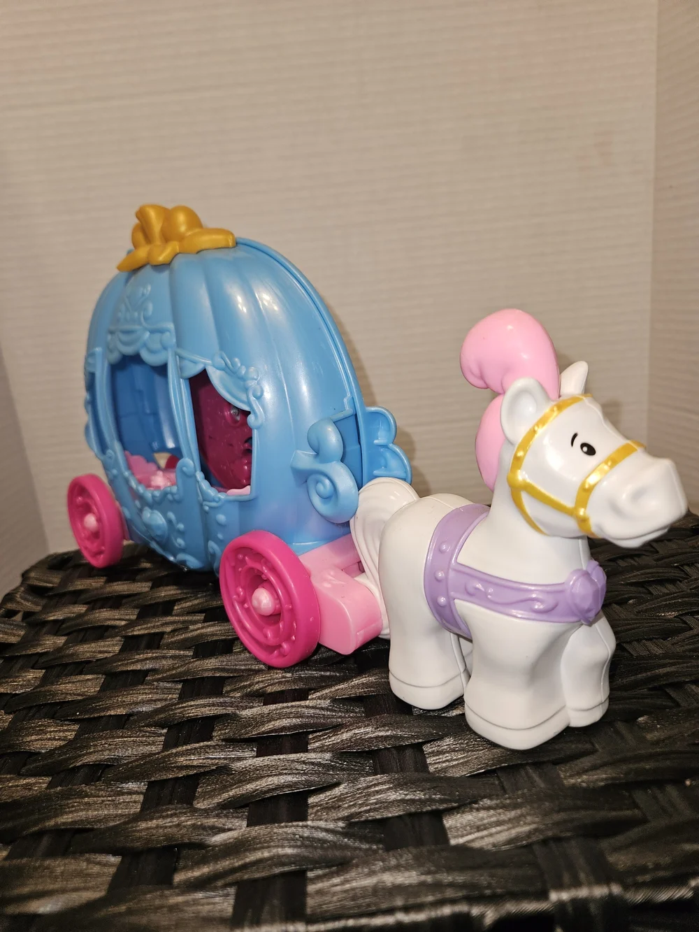 Fisher-Price Little People Blue and Pink Fairy Tale Carriage with White Horse